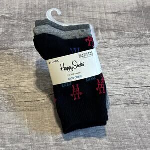 Happy Socks Toddler Boy Crew Socks Shoe Size 4-8.5 Little Kid 3 Pack Novelty